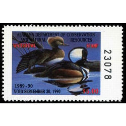 us stamp rw hunting permit rw al11 alabama hooded mergansers 5 1989