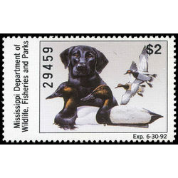 us stamp rw hunting permit rw ms16 mississipi labrador retirever and canvasbacks 2 1991