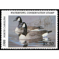 us stamp rw hunting permit rw nc4 north carolina canada geese 5 50 1986