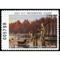 us stamp rw hunting permit rw nc27 north carolina ring necked ducks hunters and dog 10 2003