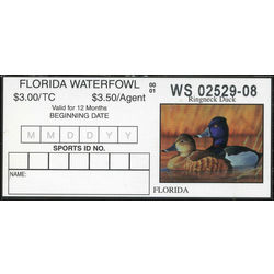 us stamp rw hunting permit rw fl22 florida ring necked duck 3 2000