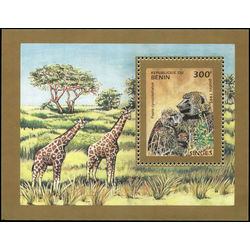 benin stamp 760 giraffes monkeys 1995