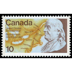 canada stamp 691i benjamin franklin and map 10 1976