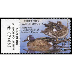us stamp rw hunting permit rw md16 maryland blue winged teal 6 1989