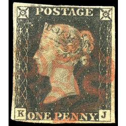 great britain stamp 1 queen victoria penny black 1p 1840 U VF 030