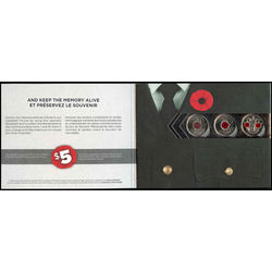 2010 canada remembrance day collector card of 3 coins