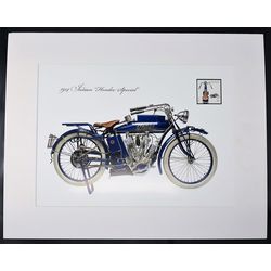 commemorative lithograph of the 1914 indian motocycle