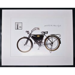 commemorative lithograph of the 1908 ccm light weight motor cycle