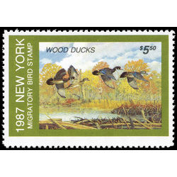 us stamp rw hunting permit rw ny3 new york wood ducks 5 50 1987