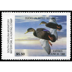 us stamp rw hunting permit rw sc7 south carolina black ducks 5 50 1987