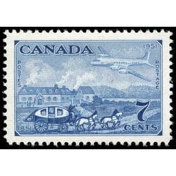 canada stamp 313 stagecoach and plane 7 1951