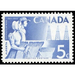 canada stamp 355 wheat and oil 5 1955