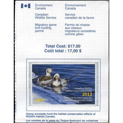 canadian wildlife habitat conservation stamp fwh30a long tailed duck 8 50 2013