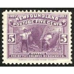 newfoundland stamp 65 mining 5 1897