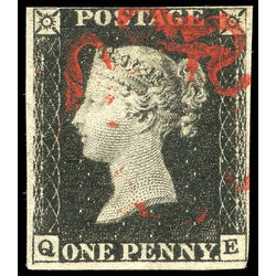 great britain stamp 1 queen victoria penny black 1p 1840 U F 034