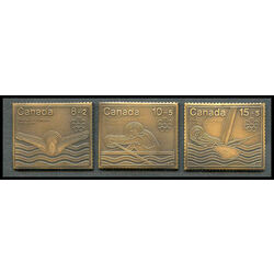 set of three 1976 water sports stamps b4 b5 b6 with bronze stamp replicas
