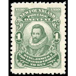 newfoundland stamp 87xiv king james i 1 1910 m vfnh 004