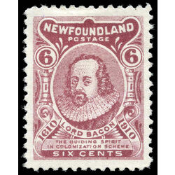 newfoundland stamp 92a lord bacon 6 1910 m vf 008