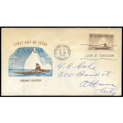 canada stamp 351 inuk and kayak 10 1955 fdc 003