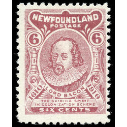 newfoundland stamp 92i lord bacon 6 1910 M F 002