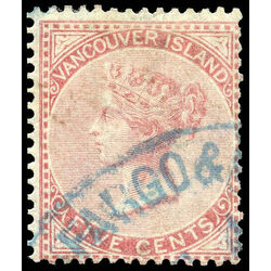 british columbia vancouver island stamp 5 queen victoria 5 1865 U F 019