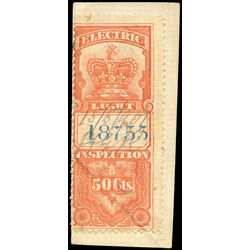 canada revenue stamp fe02 electric light inspection 50 1895