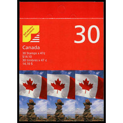 canada stamp bk booklets bk237ba flag over inukshuk 2000