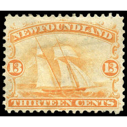 newfoundland stamp 30 ship 13 1866 M VF 012