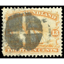 newfoundland stamp 30 ship 13 1866 U VF 013
