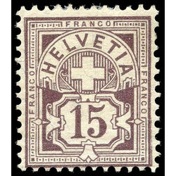 switzerland stamp 76 helvetia numeral 15 1889