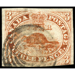 canada stamp 1 beaver 3d 1851 U F VF 030