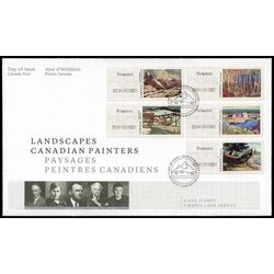 canada stamp cp computer vended postage kiosk cp19i 23i strip landscapes by canadian painters 5 x p 2016 FDC