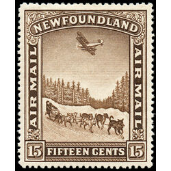 newfoundland stamp c6 dog sled and airplane 15 1931