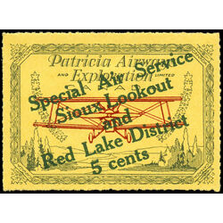 canada stamp cl air mail semi official cl25c patricia airways and exploration co ltd 5 1927