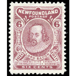 newfoundland stamp 92 lord bacon 6 1910 M VF 004