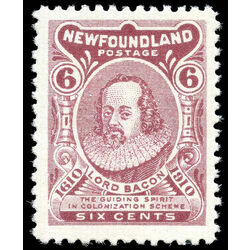 newfoundland stamp 92a lord bacon 6 1910 M VF 011