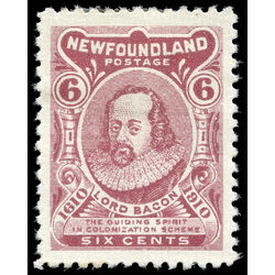 newfoundland stamp 92a lord bacon 6 1910 M VF 012