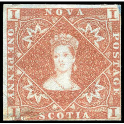 nova scotia stamp 1 pence issue victoria 1d 1853 M F 009