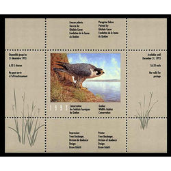 quebec wildlife habitat conservation stamp qw6 peregrine falcon by ghislain caron 6 1993