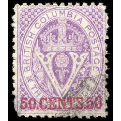 british columbia vancouver island stamp 17 surcharge 1869 U F 008