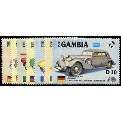 gambia stamp 620 7 exhibition emblem automobiles and flags 1986