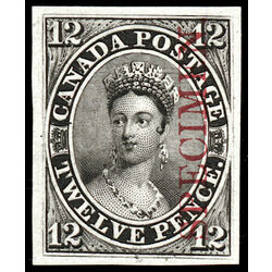 canada stamp 3pi queen victoria plate proof on card 12d 1851 M GEM 005