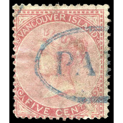 british columbia vancouver island stamp 5 queen victoria 5 1865 U F 025