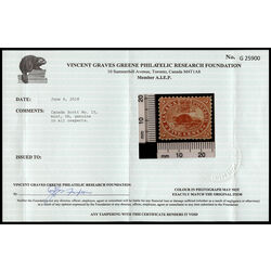 canada stamp 15 beaver 5 1859 M VFOG 056