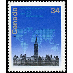 canada stamp 1061i stylized map over parliament buildings 34 1985