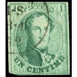 belgium stamp 9 king leopold i 1 1861 U VF 004