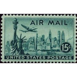 us stamp c air mail c35 statue of liberty and new york 15 1947