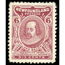 newfoundland stamp 92a lord bacon 6 1910 M VF 016
