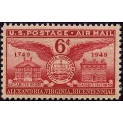 us stamp c air mail c40 alexandria virginia bicentennial 6 1949