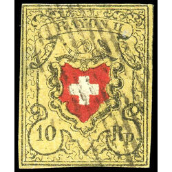switzerland stamp 8 rayon ii 10r 1850